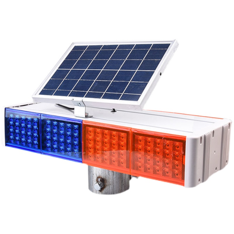 【支架款】唐安太阳能警示爆闪灯红蓝一体交通双面施工夜间路口