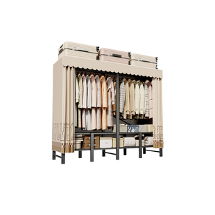 挂衣架落地家用卧室衣帽架免安装折叠布衣柜加粗加厚全钢架置物架