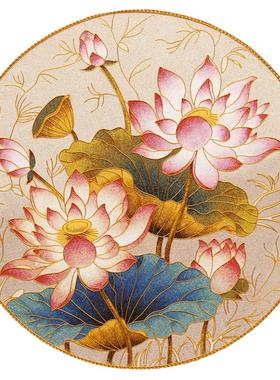 手工莲花装饰礼品掐丝客厅坐盘