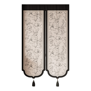 法式卧室客厅门帘仿亚麻免打孔卫生间遮挡布帘厨房隔断遮光门帘