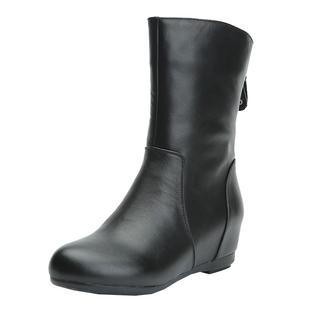 短靴女真皮新款马丁靴平底内增高靴子单靴白色鞋靴头层牛皮中筒靴