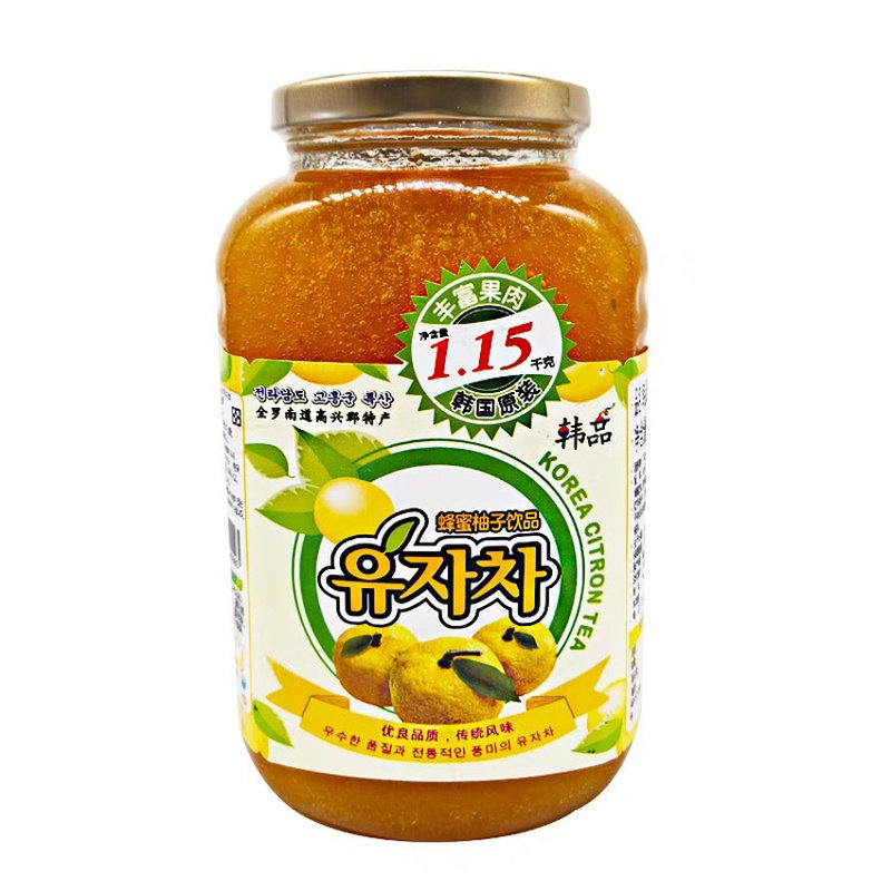 韩品蜂蜜柚子茶酱冲饮罐装韩国韩式进口原装奶茶店专用商用饮料