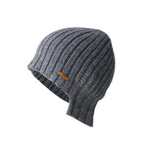 设计感时髦双纹理双戴坑条针织毛线帽子冷帽前短后长显脸小纯羊毛