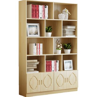 实木书架环保自由组合书柜单元格展示架简约现代储物柜落地带柜门