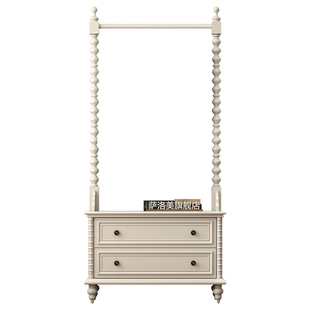 奶油风实木挂衣架白色美式2026新款法式卧室衣服衣帽架床头柜一体