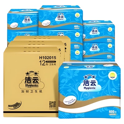 洁云卫生纸平板400张36包家用
