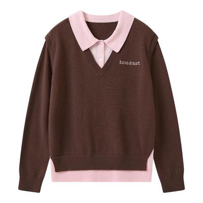 【100%羊毛】播假两件宽松针织衫女秋冬气质上衣DDS4SD5287