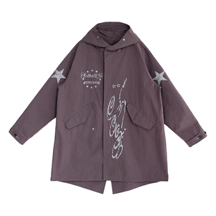 innomoood 暴风眼宽松真两件风衣棉服可拆卸绗棉内胆大衣oversize