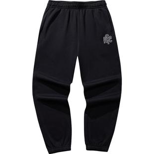 安踏卫裤男士冬季新款宽松刺绣休闲裤加绒针织运动裤子152548301N