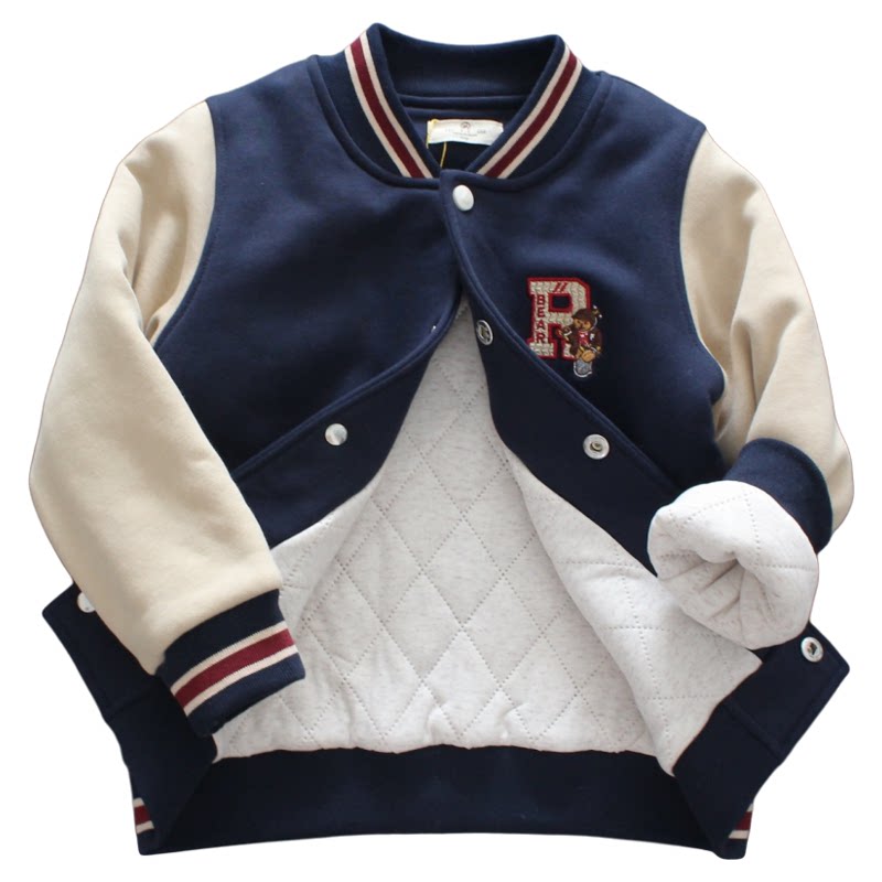 男童夹棉棒球服中大童秋冬棉衣