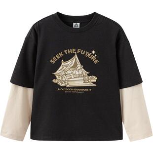 巴拉巴拉童装儿童假两件长袖t恤新款春秋男童女童宝宝卡通打底衫t