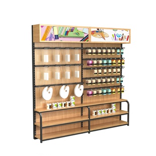 晨光文具货架木质文具店展示架书架流水台文体用品单面靠墙展示柜