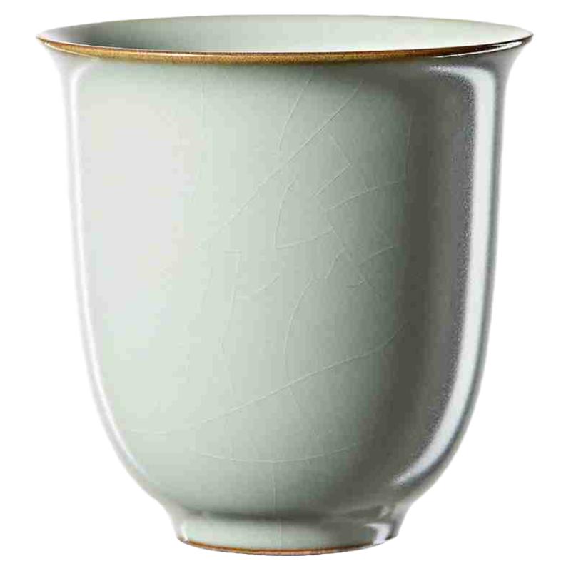 雅瓷汝窑美人杯冰裂釉主人杯开片可养陶瓷功夫茶杯冰裂大号品茗杯