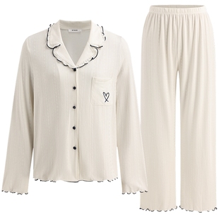 商场同款MYBODY新款睡衣女法式翻领长袖长裤小香风舒适家居服套装