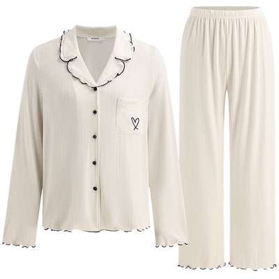 商场同款MYBODY新款睡衣女法式翻领长袖长裤小香风舒适家居服套装