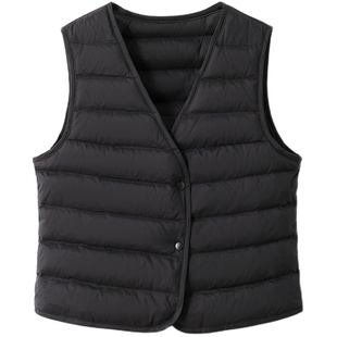 乐裘冬新款羽绒马甲女短款鹅绒马夹轻薄保暖内穿内胆时尚修身背心