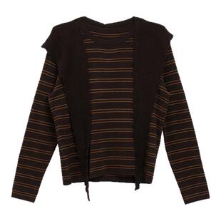 记忆的起点条纹毛衣2025冬季新款时尚披肩连帽针织上衣69GD52218