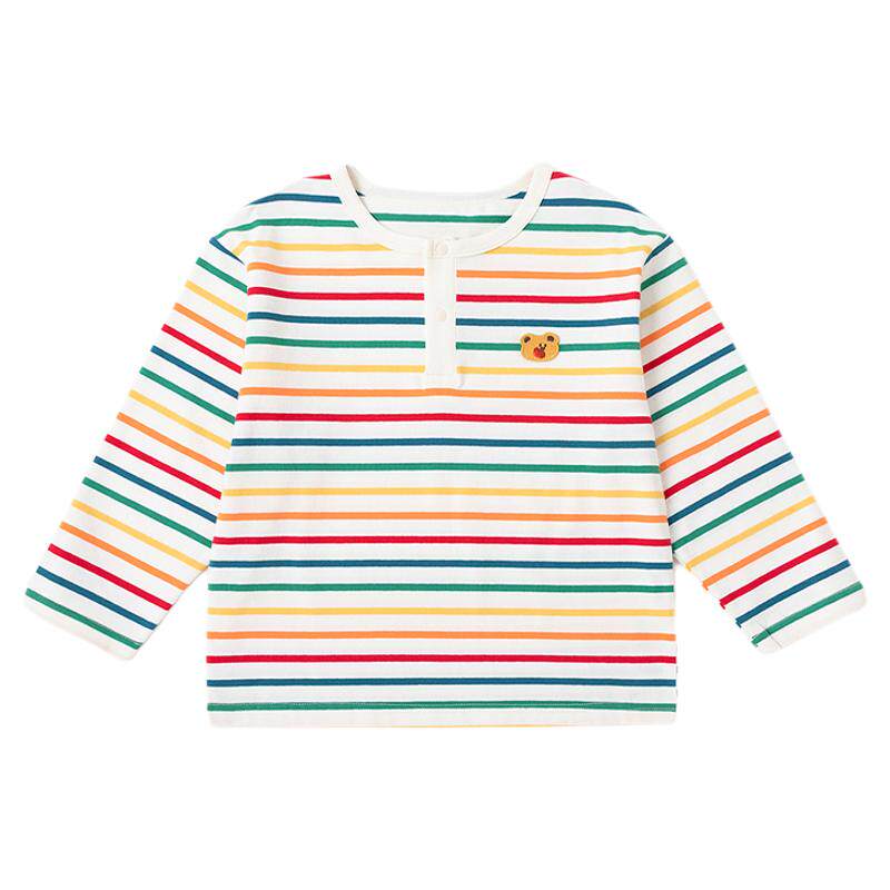 【100%棉】嘟嘟家男童纯棉T恤春季儿童长袖上衣女童条纹小童装t恤