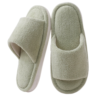 木地板厚底棉拖鞋女秋冬季室内家居家透气防滑软底开口拖男士春秋