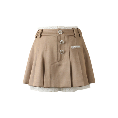 【杏仁奶芙】Magyann设计师原创2025秋少女感蕾丝拼接假两件裙裤