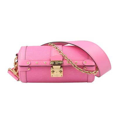 95新路易威登PAPILLON TRUNK玫瑰粉EPI水波纹斜挎二手奢侈品包包