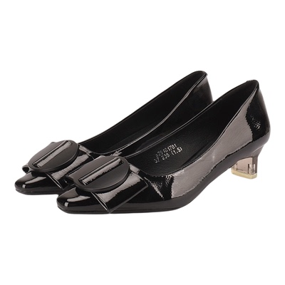 AIMU艾妙单鞋低跟方扣方头皮里