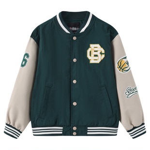 nbakids童装2025秋冬新款儿童棒球服撞色宽松外套潮流K253JP050P