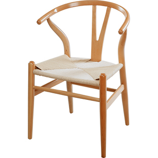 实木餐椅Y椅靠背椅太师椅牛角椅新中式北欧书房书桌椅休闲椅家用