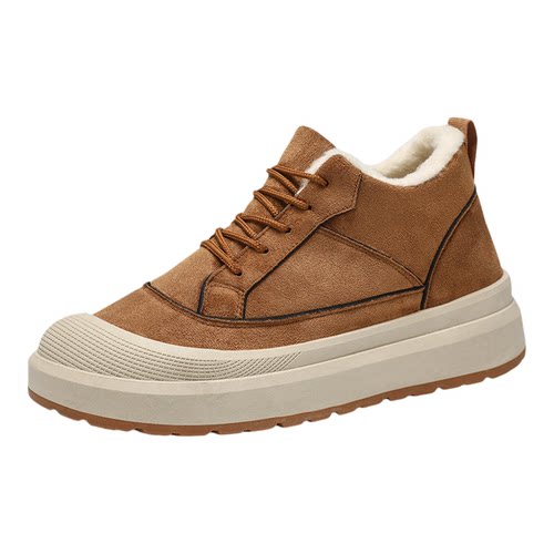 冬季绵羊毛棉靴男加绒保暖爸爸鞋防滑厚底百搭休闲鞋老北京棉鞋男