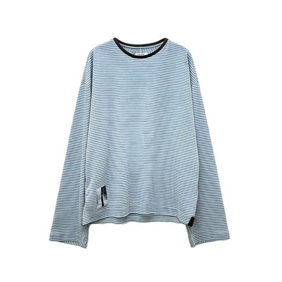 条纹圆领宽袖T恤设计师品牌