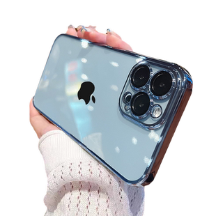 适用苹果13手机壳新款iphone14高级感12自带镜头膜15pro男士16promax透明简约plus保护套女一体防尘电镀硬壳