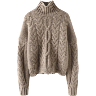 不挑人！实穿时髦！！重磅加厚高领羊绒衫女纯羊绒毛衣针织衫宽松