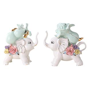 摆件大象葫芦玉白菜陶瓷客厅电视柜酒柜招财装饰品乔迁新居礼品