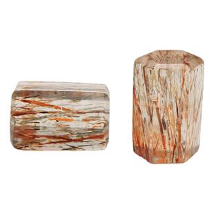 如鸿天然水晶原石摆件六棱柱状彩金超石头小号DIY饰品配件