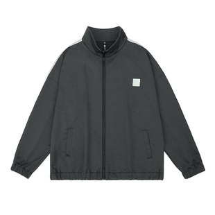 纺布者潮牌春秋新款加肥加大时尚百搭春装立领行政宽松夹克男外套