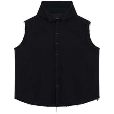 WE11DONE中性男女同款无袖纽扣连帽衬衫