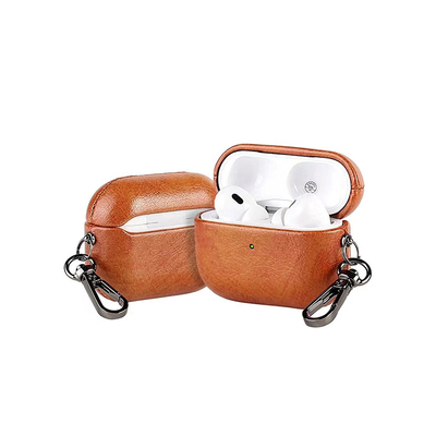 适用于2025新款苹果AirPods Pro 3（第三代）疯马牛皮高端耳机保护套AirPods 1/2/3/4代蓝牙皮质外壳复古商务