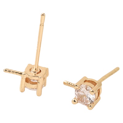 14K包金保色微镶带针托王妃耳钉