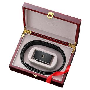 金利来新款自动扣皮带男士真皮商务腰带红木礼盒牛皮裤带节日礼物