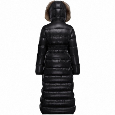 蒙口琪家超厚羽绒服女长款到脚踝90白鸭绒大毛领收腰显瘦连帽外套