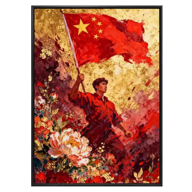爱国军人题材数字油画手绘画