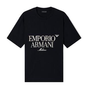 EMPORIO ARMANI/阿玛尼春夏新款男女情侣圆领短袖正肩刺绣纯棉T恤