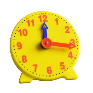 虎冠时间钟表模型小学教具一二年级数学教具二针三针联动停表儿童幼儿园小学生认识钟表10cm8厘米时钟教具