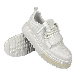 2025春夏款真皮板鞋男款厚底增高百搭运动鞋系带学生透气休闲潮鞋