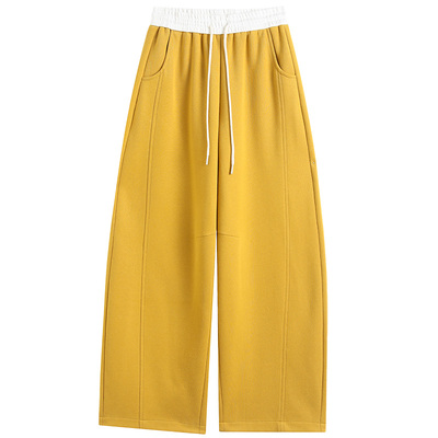 白灰色弯刀裤女春秋季阔腿糯米裤