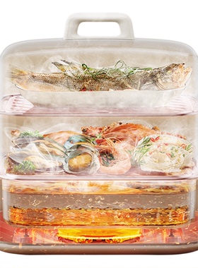 苏泊尔电蒸锅多功能家用三层早餐机多层蒸锅煮锅炖锅不锈钢蒸笼蒸