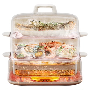 苏泊尔电蒸锅多功能家用三层早餐机多层蒸锅煮锅炖锅不锈钢蒸笼蒸