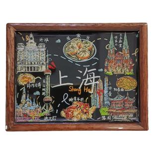 上海创意纪念文创东方明珠外滩迪士尼城市景点冰箱贴小黑板磁性贴