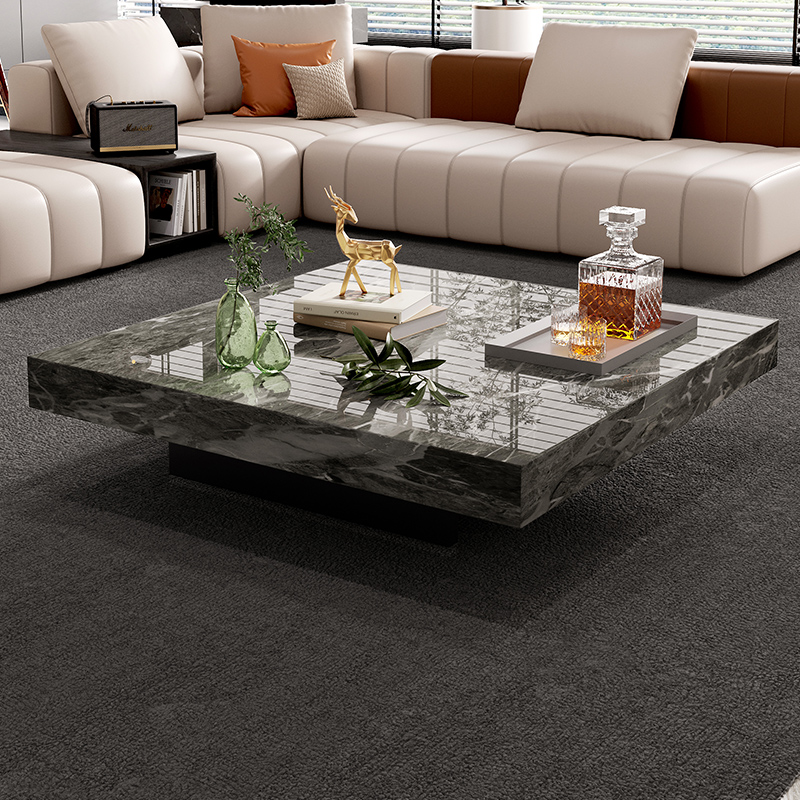 轻奢现代极简高端大理石茶几客厅家用大小户型新款方形岩板茶几桌