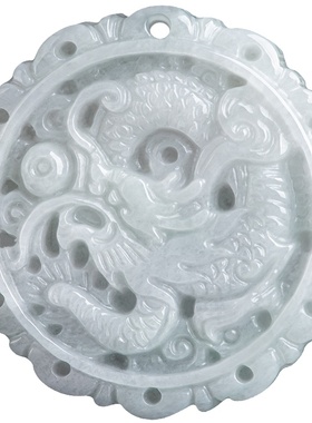 天然缅甸翡翠中号女款龙牌吊坠